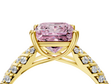 Yellow gold Fancy Pink Princess  Solitaire Chevron Pave Diamond Engagement Ring with Six-Prong Setting_4