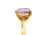Yellow gold Fancy Pink Princess  Solitaire Diamond Engagement Ring with Four-Prong Setting on a Classic Band_8