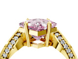 Yellow gold Fancy Pink Princess  Solitaire Diamond Engagement Ring with Pave Band and Four-Prong Setting 5