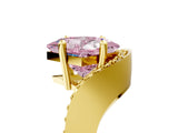 Yellow gold Fancy Pink Princess  Solitaire Diamond Engagement Ring with Pave Band and Four-Prong Setting