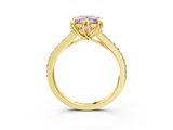Yellow gold Fancy Pink Princess  Solitaire Diamond Engagement Ring with Pave Band and Six-Prong Setting_3