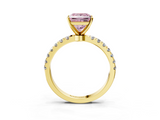 Yellow gold Fancy Pink Princess  Solitaire Diamond Pavé Band with Four-Prong Setting_3