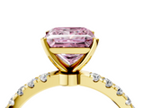 Yellow gold Fancy Pink Princess  Solitaire Diamond Pavé Band with Four-Prong Setting_4