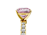 Yellow gold Fancy Pink Princess  Solitaire Diamond Pavé Band with Four-Prong Setting_5