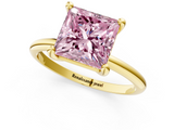 Yellow gold Fancy Pink Princess  Solitaire Diamond Ring with 4-Prong Setting on a Classic Band_4