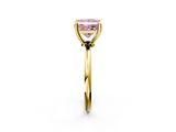 Yellow gold Fancy Pink Princess  Solitaire Diamond Ring with 4-Prong Setting on a Classic Band_5