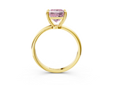 Yellow gold Fancy Pink Princess  Solitaire Diamond Ring with 4-Prong Setting on a Classic Band_6
