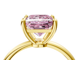 Yellow gold Fancy Pink Princess  Solitaire Diamond Ring with 4-Prong Setting on a Classic Band_7