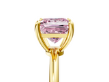 Yellow gold Fancy Pink Princess  Solitaire Diamond Ring with 4-Prong Setting on a Classic Band_8