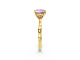 Yellow gold Fancy Pink Princess  Solitaire Diamond Ring with Bamboo Band and Four-Prong Setting_2