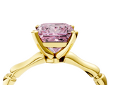 Yellow gold Fancy Pink Princess  Solitaire Diamond Ring with Bamboo Band and Four-Prong Setting_4
