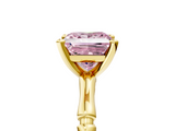 Yellow gold Fancy Pink Princess  Solitaire Diamond Ring with Bamboo Band and Four-Prong Setting_5