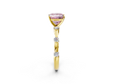 Yellow gold Fancy Pink Princess  Solitaire Diamond Ring with Bezel Set Side Stones and Prong Setting_2