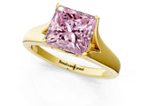 Yellow gold Fancy Pink Princess  Solitaire Diamond Ring with Cathedral Band and Four-Prong Setting_30