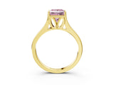 Yellow gold Fancy Pink Princess  Solitaire Diamond Ring with Cathedral Band and Four-Prong Setting_32