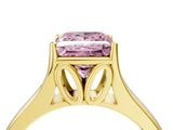 Yellow gold Fancy Pink Princess  Solitaire Diamond Ring with Cathedral Band and Four-Prong Setting_33