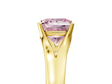 Yellow gold Fancy Pink Princess  Solitaire Diamond Ring with Cathedral Band and Four-Prong Setting_34