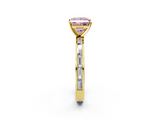Yellow gold Fancy Pink Princess  Solitaire Diamond Ring with Channel-Set Baguette Band and Four-Prong Setting_2