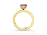 Yellow gold Fancy Pink Princess  Solitaire Diamond Ring with Channel-Set Baguette Band and Four-Prong Setting_3