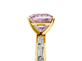 Yellow gold Fancy Pink Princess  Solitaire Diamond Ring with Channel-Set Baguette Band and Four-Prong Setting_5