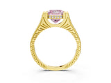 Yellow gold Fancy Pink Princess  Solitaire Diamond Ring with Channel Set Band and Bezel Prong Setting_54