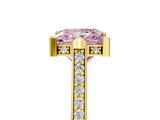 Yellow gold Fancy Pink Princess  Solitaire Diamond Ring with Channel Set Band and Bezel Prong Setting_56
