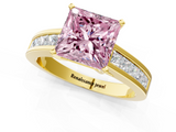 Yellow gold Fancy Pink Princess  Solitaire Diamond Ring with Channel-Set Band and Four-Prong Setting_4