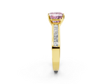 Yellow gold Fancy Pink Princess  Solitaire Diamond Ring with Channel-Set Band and Four-Prong Setting_5