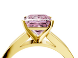 Yellow gold Fancy Pink Princess  Solitaire Diamond Ring with Channel-Set Band and Four-Prong Setting_7