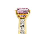 Yellow gold Fancy Pink Princess  Solitaire Diamond Ring with Channel-Set Band and Four-Prong Setting_8