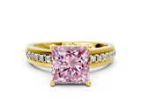 Yellow gold Fancy Pink Princess  Solitaire Diamond Ring with Channel Set Band and Six-Prong Setting_29