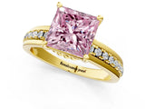 Yellow gold Fancy Pink Princess  Solitaire Diamond Ring with Channel Set Band and Six-Prong Setting_30