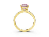 Yellow gold Fancy Pink Princess  Solitaire Diamond Ring with Channel Set Band and Six-Prong Setting_32