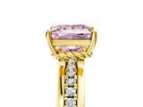 Yellow gold Fancy Pink Princess  Solitaire Diamond Ring with Channel Set Band and Six-Prong Setting_34