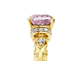 Yellow gold Fancy Pink Princess  Solitaire Diamond Ring with Filigree Band and Four-Prong Setting_5