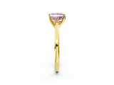 Yellow gold Fancy Pink Princess  Solitaire Diamond Ring with Four-Prong Setting and Classic Band_5