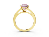 Yellow gold Fancy Pink Princess  Solitaire Diamond Ring with Four-Prong Setting and Classic Band_6
