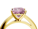 Yellow gold Fancy Pink Princess  Solitaire Diamond Ring with Four-Prong Setting and Classic Band_7