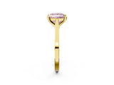 Yellow gold Fancy Pink Princess  Solitaire Diamond Ring with Four-Prong Setting and Tapered Band 2