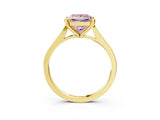 Yellow gold Fancy Pink Princess  Solitaire Diamond Ring with Four-Prong Setting and Tapered Band 3