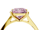 Yellow gold Fancy Pink Princess  Solitaire Diamond Ring with Four-Prong Setting and Tapered Band 4
