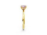 Yellow gold Fancy Pink Princess  Solitaire Diamond Ring with Four-Prong Setting on a Plain Band_22