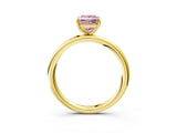 Yellow gold Fancy Pink Princess  Solitaire Diamond Ring with Four-Prong Setting on a Plain Band_23