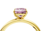 Yellow gold Fancy Pink Princess  Solitaire Diamond Ring with Four-Prong Setting on a Plain Band_24