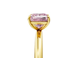 Yellow gold Fancy Pink Princess  Solitaire Diamond Ring with Four-Prong Setting on a Plain Band_25