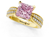 Yellow gold Fancy Pink Princess  Solitaire Diamond Ring with Milgrain Pavé Band and Four-Prong Setting_21