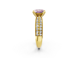 Yellow gold Fancy Pink Princess  Solitaire Diamond Ring with Milgrain Pavé Band and Four-Prong Setting_22