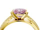 Yellow gold Fancy Pink Princess  Solitaire Diamond Ring with Milgrain Pavé Band and Four-Prong Setting_24