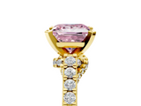 Yellow gold Fancy Pink Princess  Solitaire Diamond Ring with Pavé Band and Four-Prong Setting_5