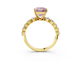 Yellow gold Fancy Pink Princess  Solitaire Diamond Ring with Pave Band and Four-Prong Setting_3